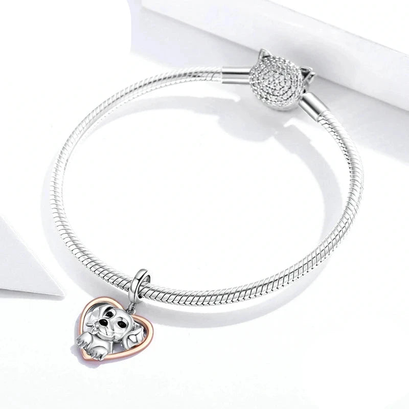 Charm Cute Puppy Plated platinum 925 Sterling Silver