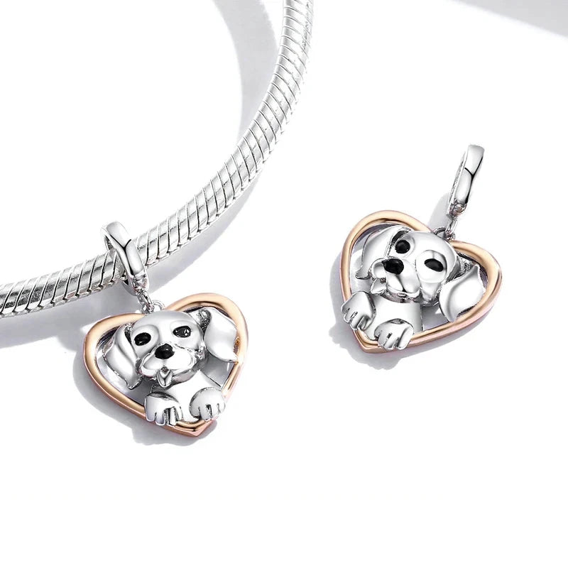 Charm Cute Puppy Plated platinum 925 Sterling Silver