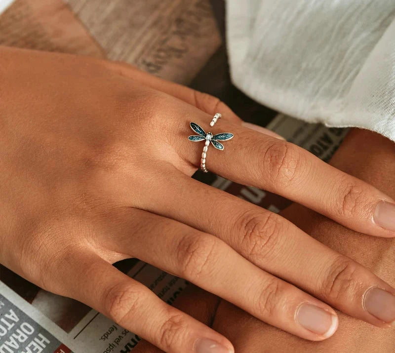 Vintage 925 Sterling Silver Dainty Dragonfly Stud