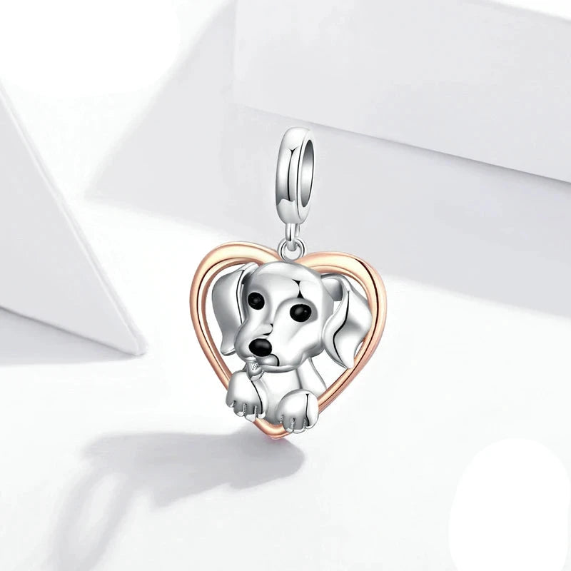 Charm Cute Puppy Plated platinum 925 Sterling Silver