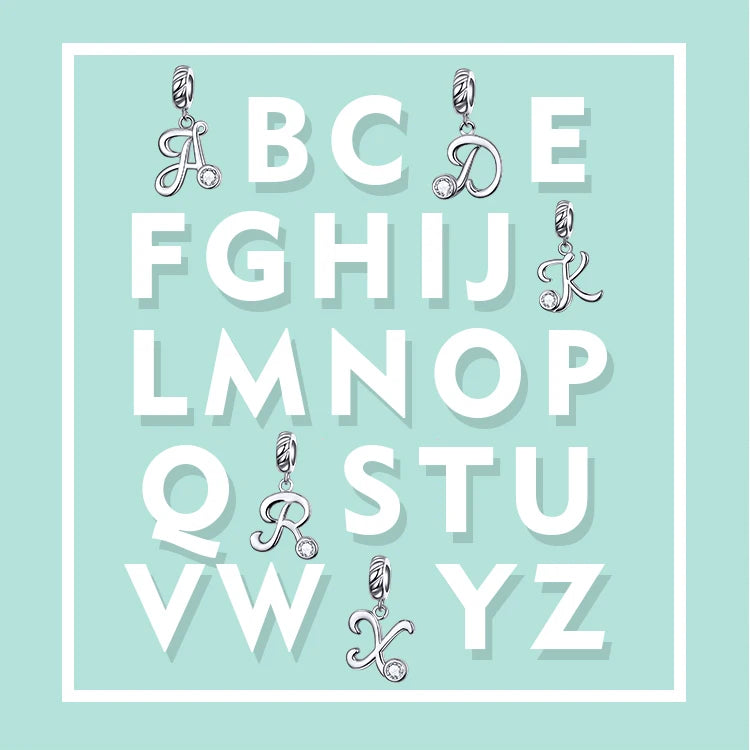 Handwritten Letters alphabet Pendants 925 Sterling Silver
