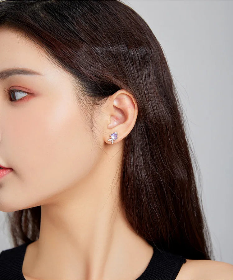 Silver Fish Stud Earrings 925 Sterling Silver Happy Tropical Litte Fish