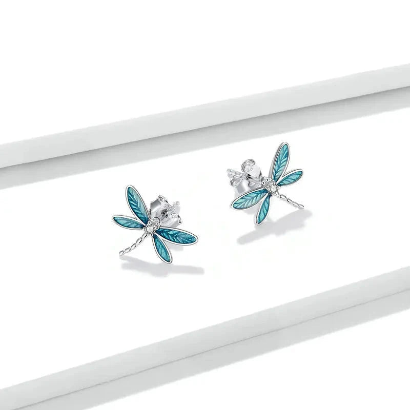 Vintage 925 Sterling Silver Dainty Dragonfly Stud