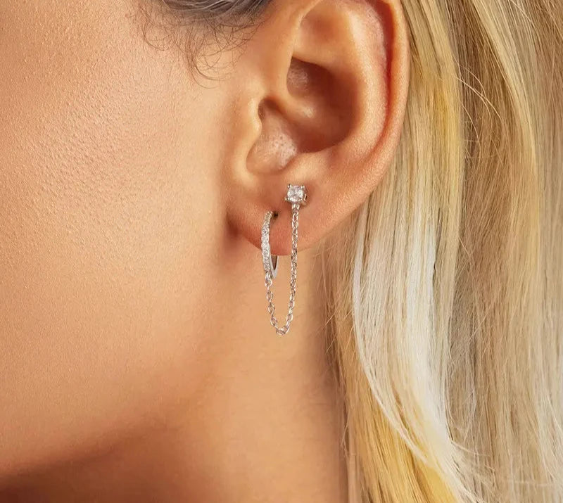 Double Circle Hoop Earring 925 Sterling Silver