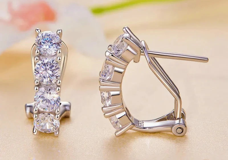 Ear Clips 2.4CT Moissanite 925 Sterling Silver