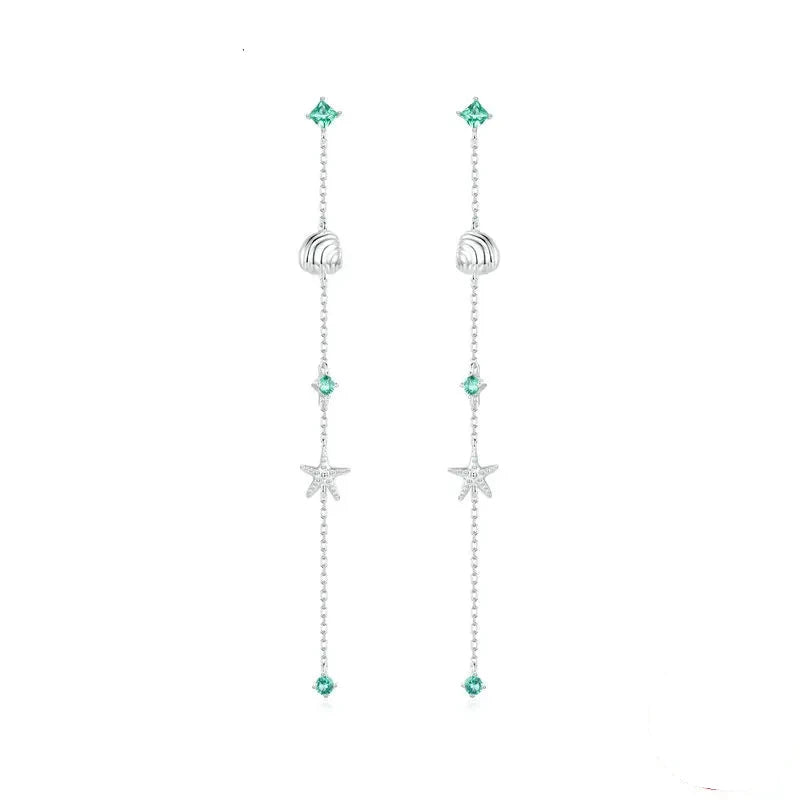 925 Sterling Silver Blue Ocean Drop Shell Starfish