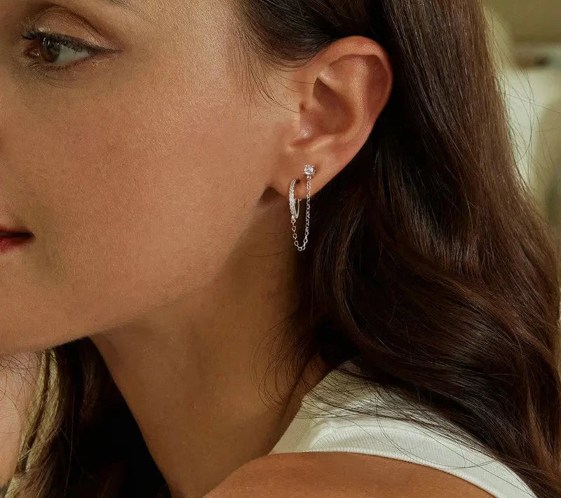 Double Circle Hoop Earring 925 Sterling Silver