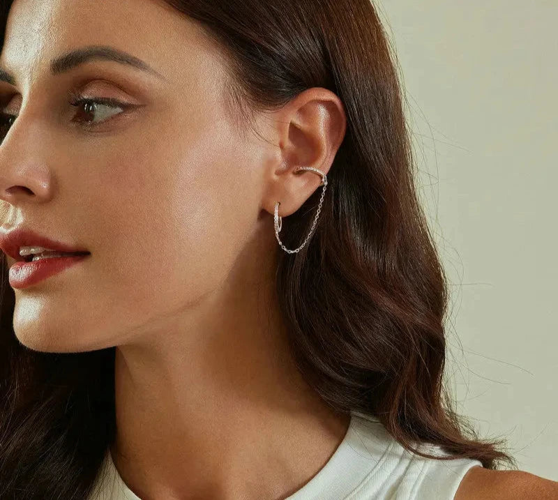 Double Circle Hoop Earring 925 Sterling Silver