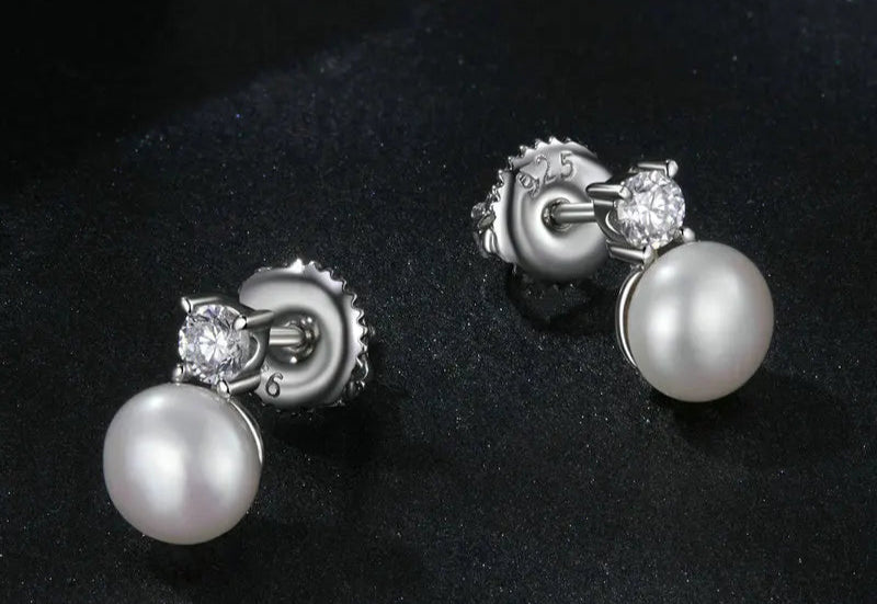 Moissanite 925 Sterling Silver Pearl Stud