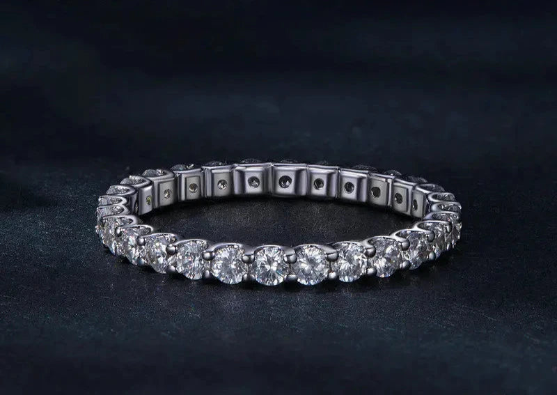 Ring Diamond 925 Sterling Silver Full Eternity Moissanite