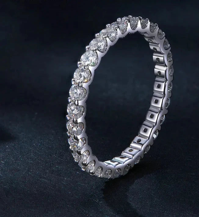 Ring Diamond 925 Sterling Silver Full Eternity Moissanite
