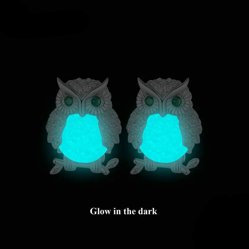 925 Sterling Silver Owl Stud Glowing in the Dark
