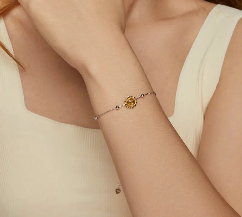 Adjustable Bracelets Sunflower 925 Sterling Silver