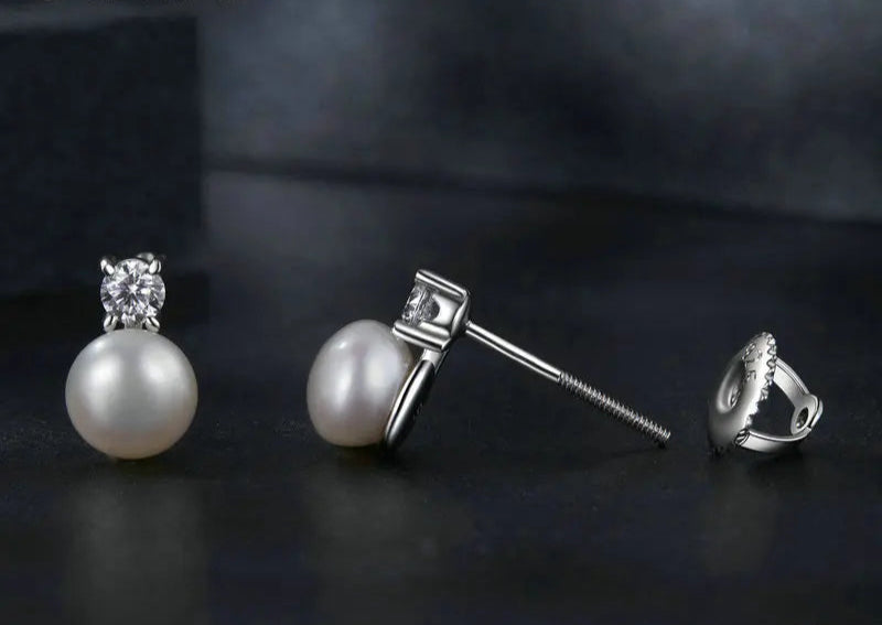 Moissanite 925 Sterling Silver Pearl Stud