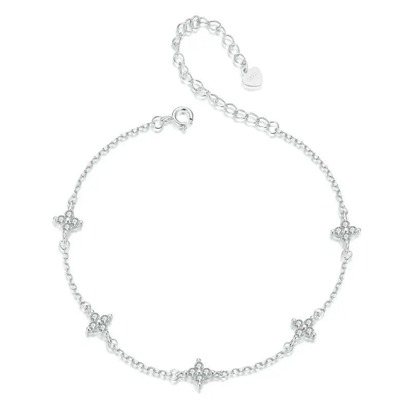 Seastar and Shell Pendant Anklet 925 Sterling Silver