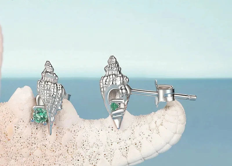 Conch Stud Earrings 925 Sterling Silver