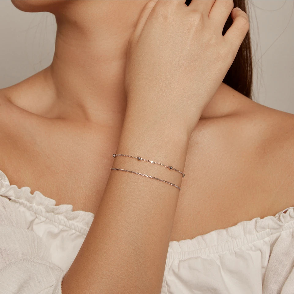 Bracelet Double Layers Adjustable 925 Silver/14K Plated Gold