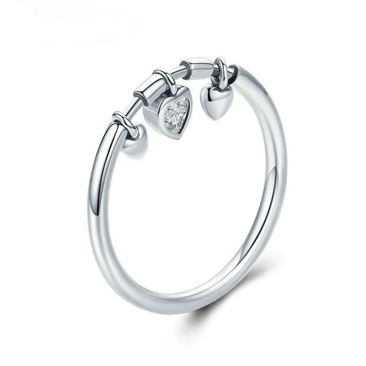 Glittering Heart Ring 925 Sterling Silver