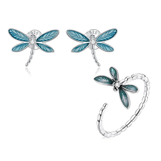 Vintage 925 Sterling Silver Dainty Dragonfly Stud