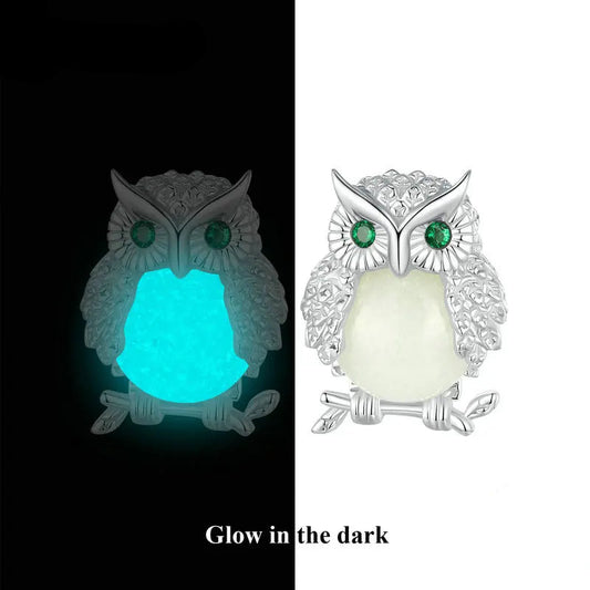 925 Sterling Silver Owl Stud Glowing in the Dark