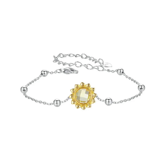 Adjustable Bracelets Sunflower 925 Sterling Silver